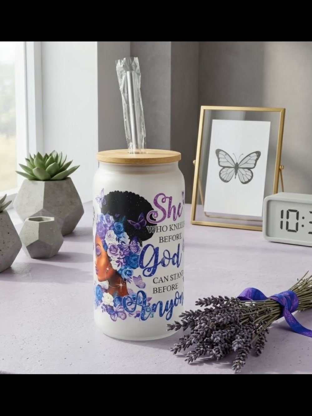 ✨ Luxury Frosted Glass Canister | Custom Faith Graphic ✨